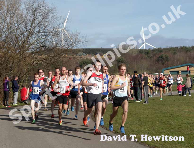 Start of the senior mens Royal Signals Road Relay, Hetton Lyons Park.